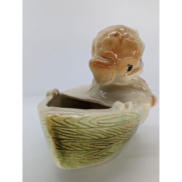 Vintage Shawnee 736 USA Ceramic Planter Lamb in Row Boat Baby Animal - Picture 5 of 11